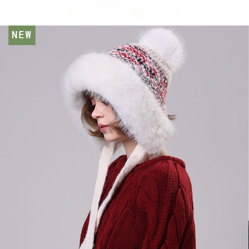 Trapper Hat Ear Flap - Bonnet tricoté doux pour femme avec